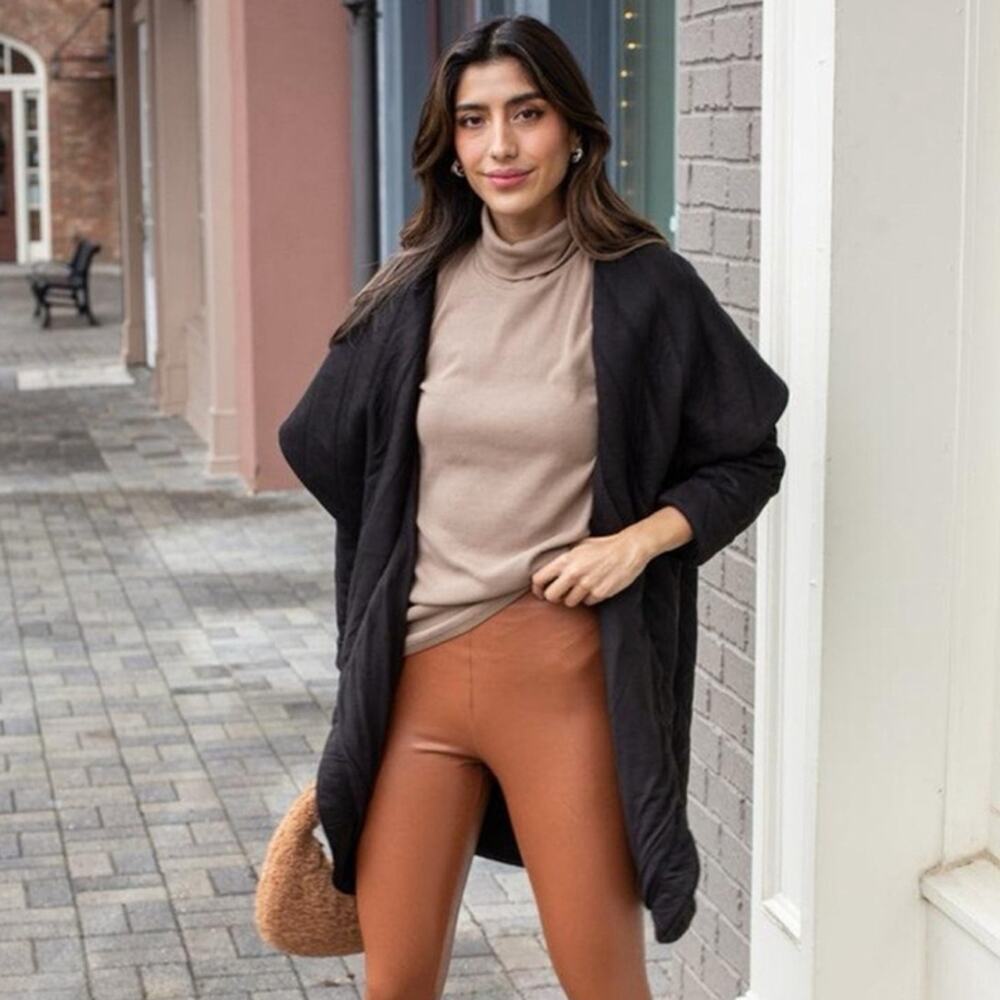 Steve Madden Black Quilted Shawl Collar Open Front Jacket XL NWT